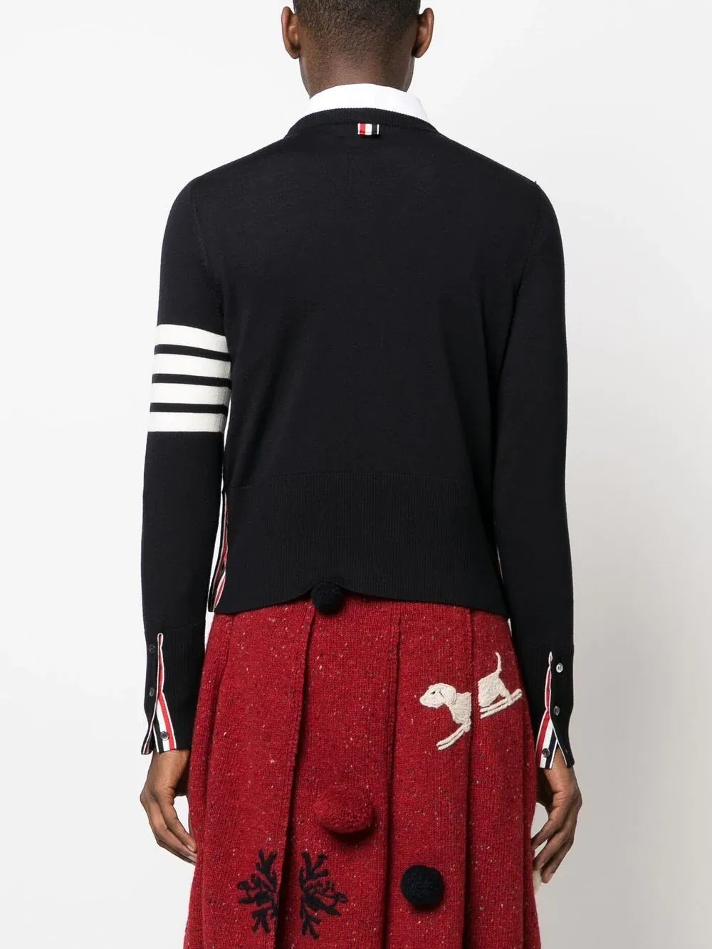 4 Bar Stripe Holiday Skiing Hector Intarsia Classic Crew Neck Pullover