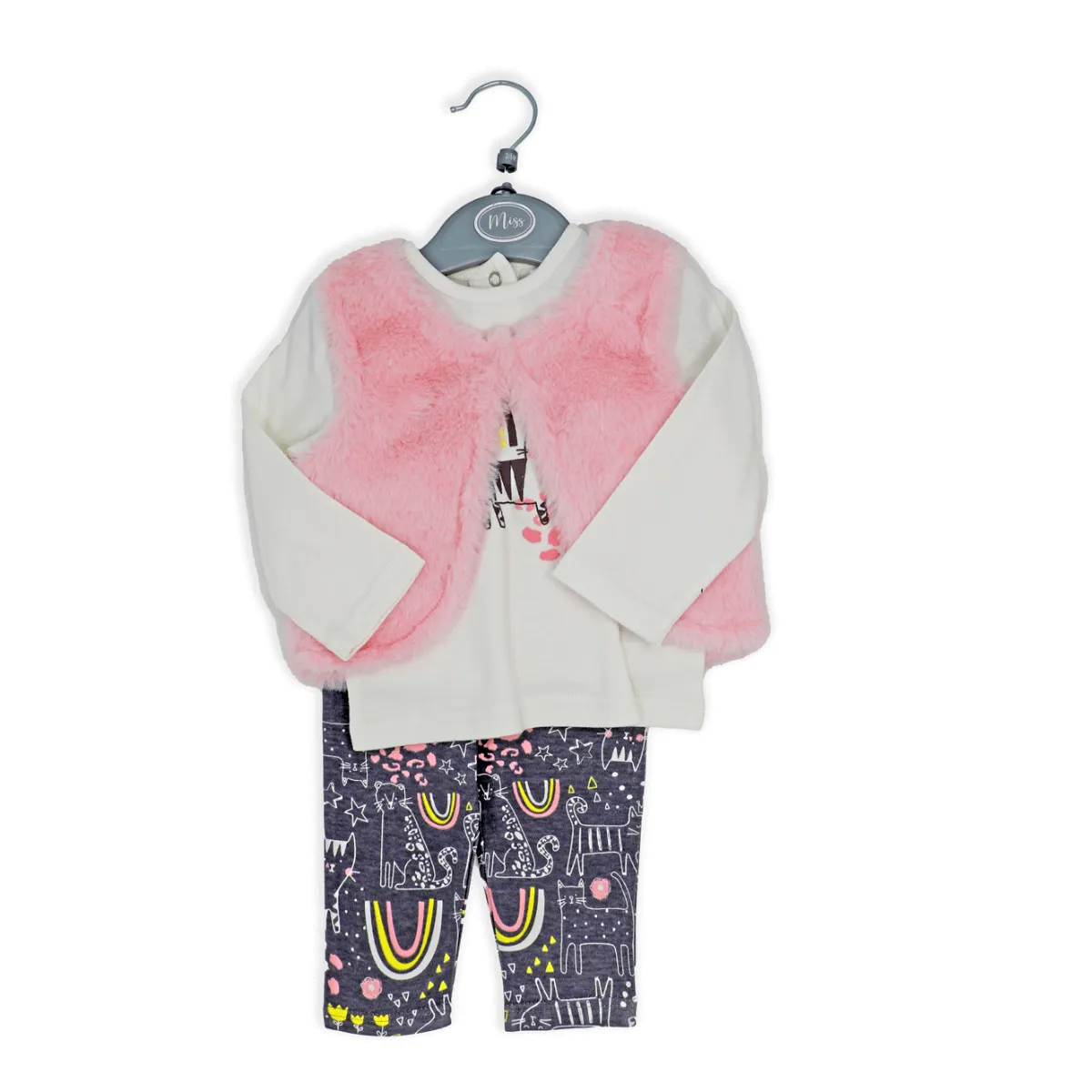 Baby Girl's Jogger and Vest Set - Kitty Rainbow