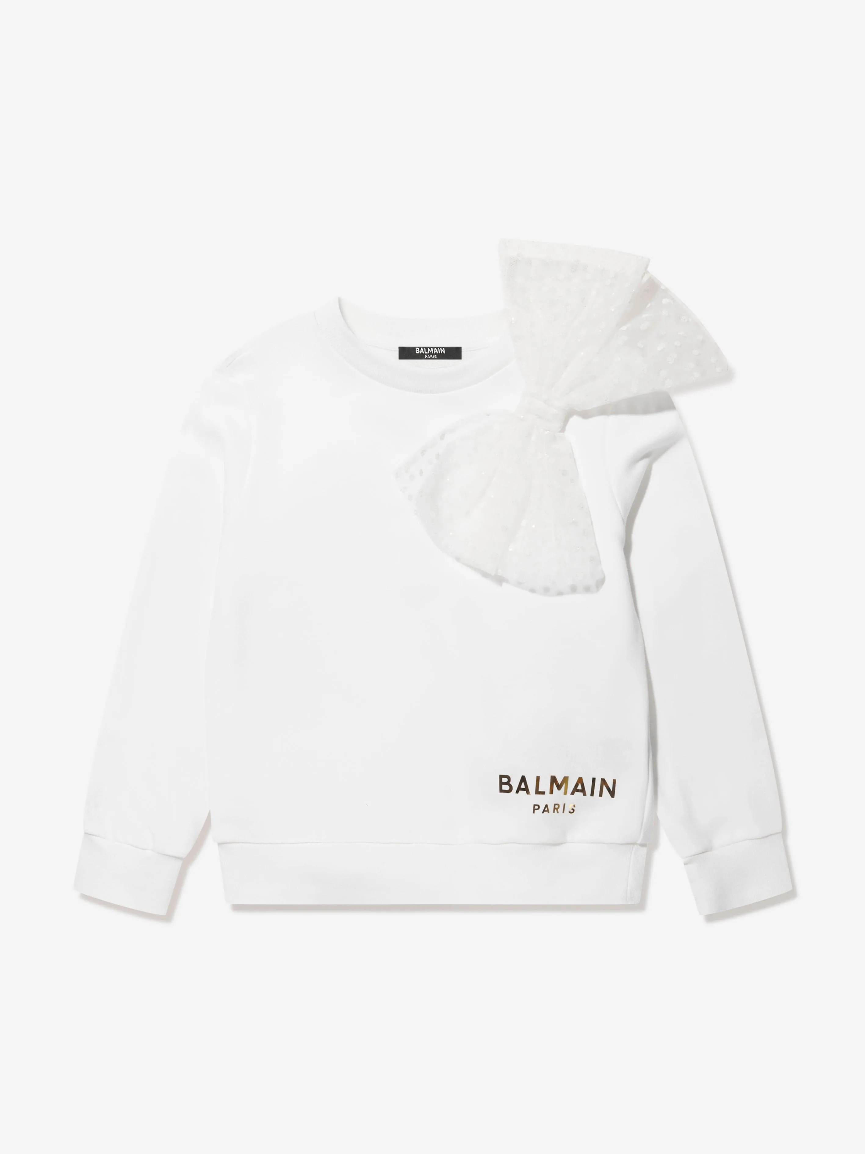 Balmain Girls Bow Sweatshirt in White