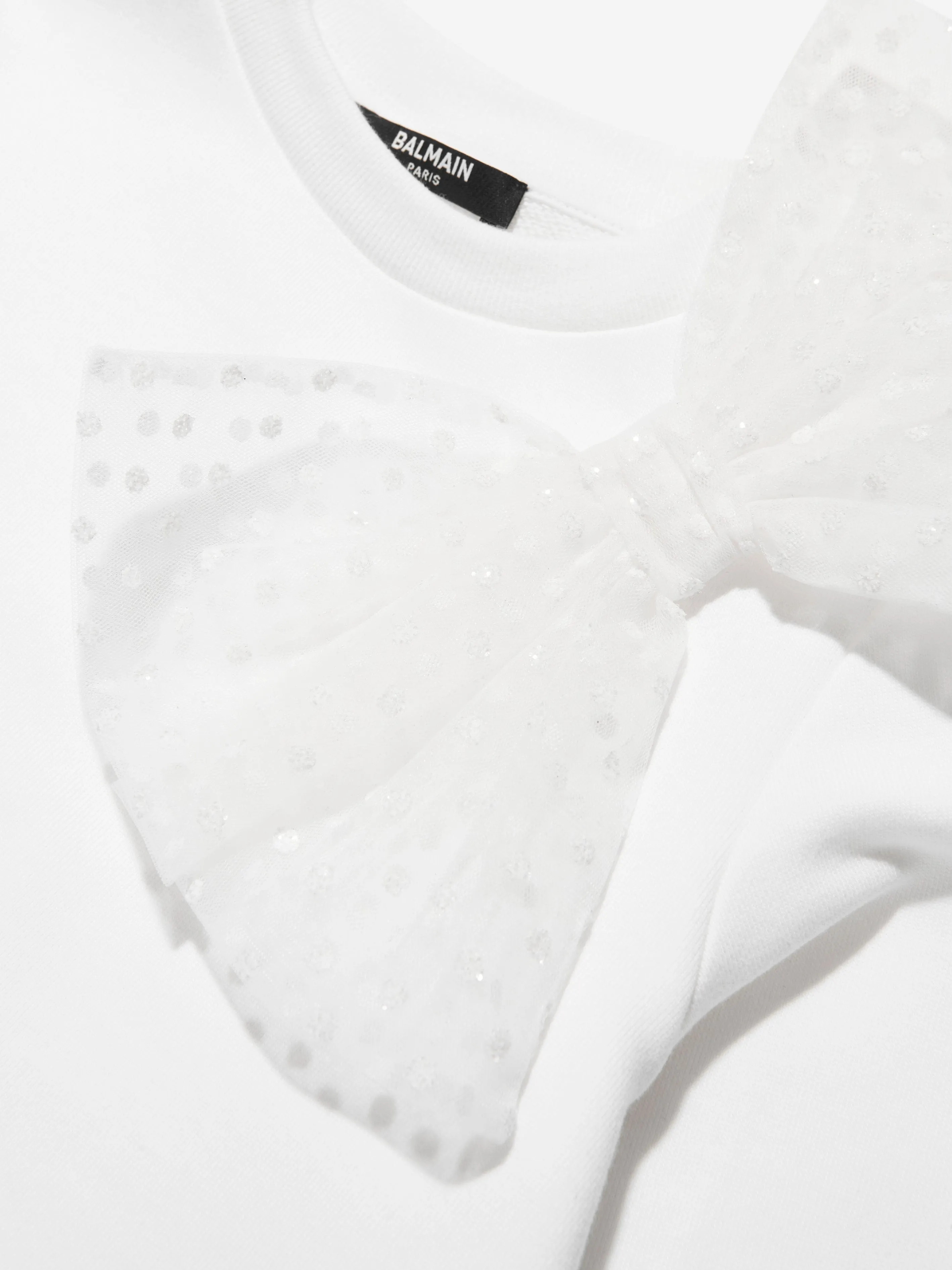 Balmain Girls Bow Sweatshirt in White