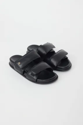 Black Padded Leather Slide