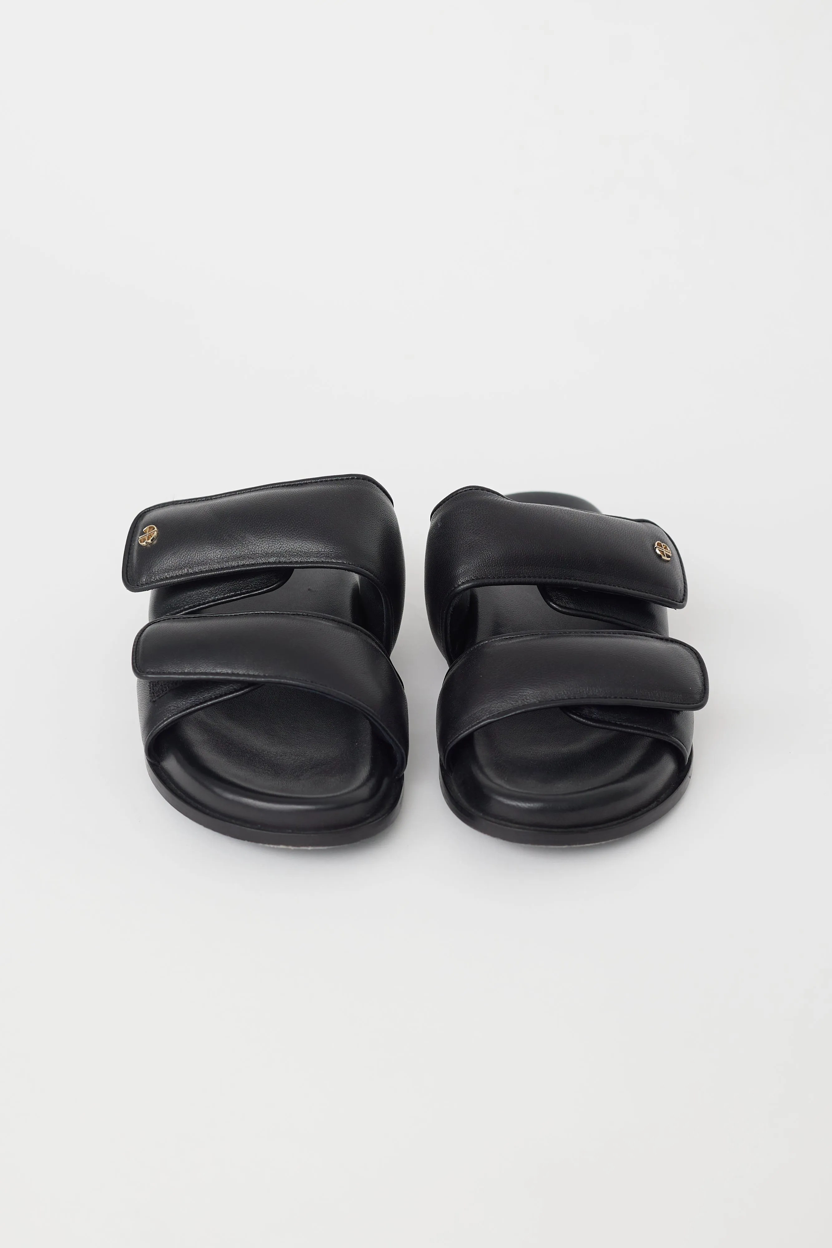 Black Padded Leather Slide