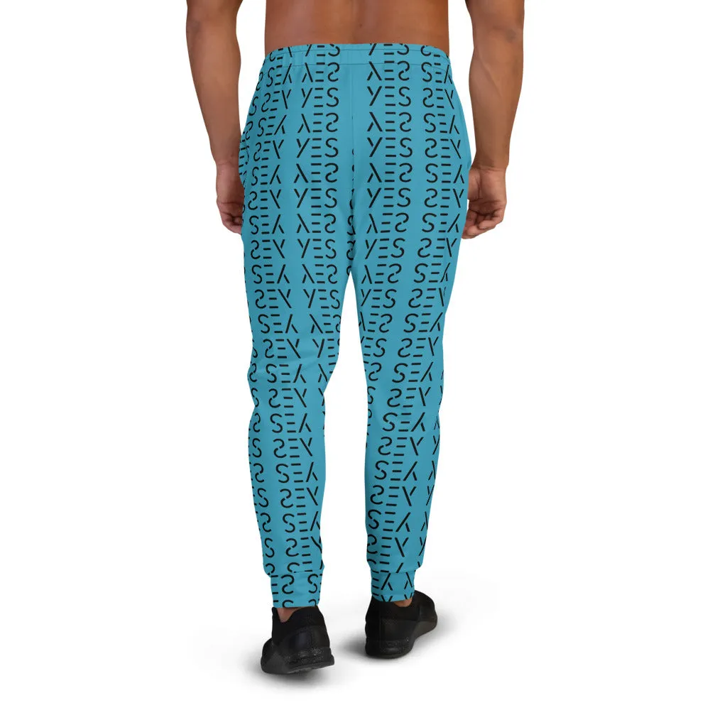 Blue Abstract Print Men's Joggers, Patterned Premium Sweatpants Jogger Pants For Men-Made in USA/MX/EU