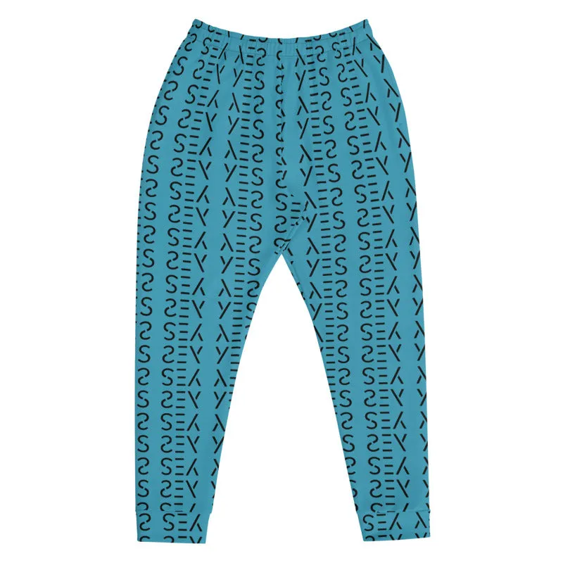 Blue Abstract Print Men's Joggers, Patterned Premium Sweatpants Jogger Pants For Men-Made in USA/MX/EU