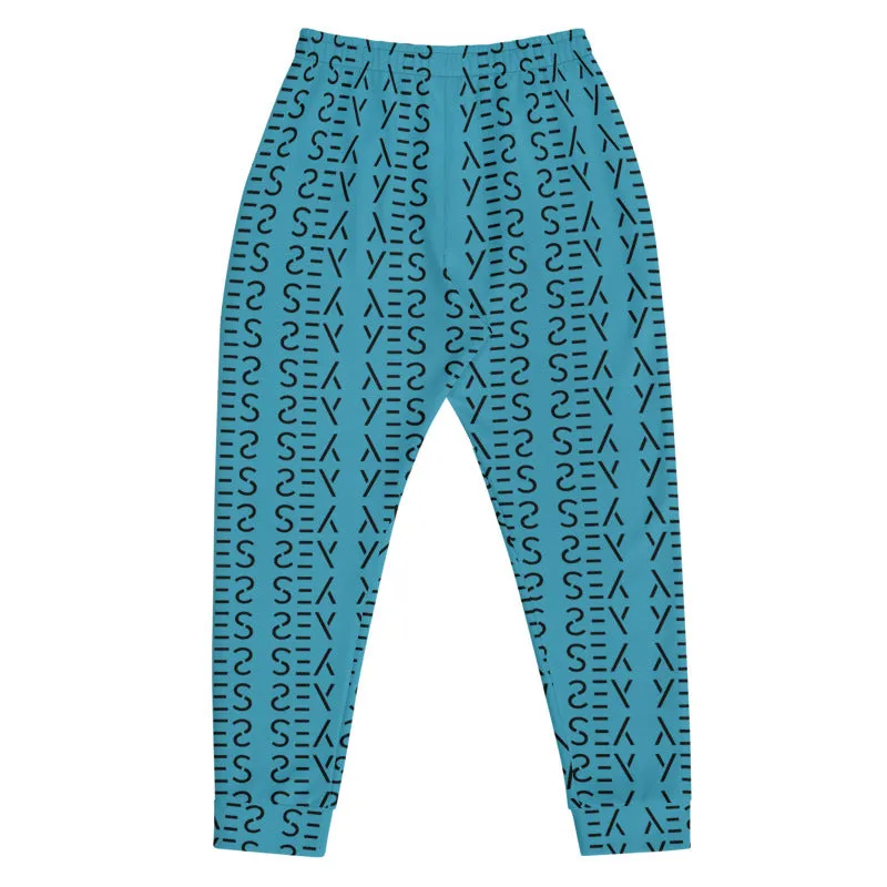 Blue Abstract Print Men's Joggers, Patterned Premium Sweatpants Jogger Pants For Men-Made in USA/MX/EU