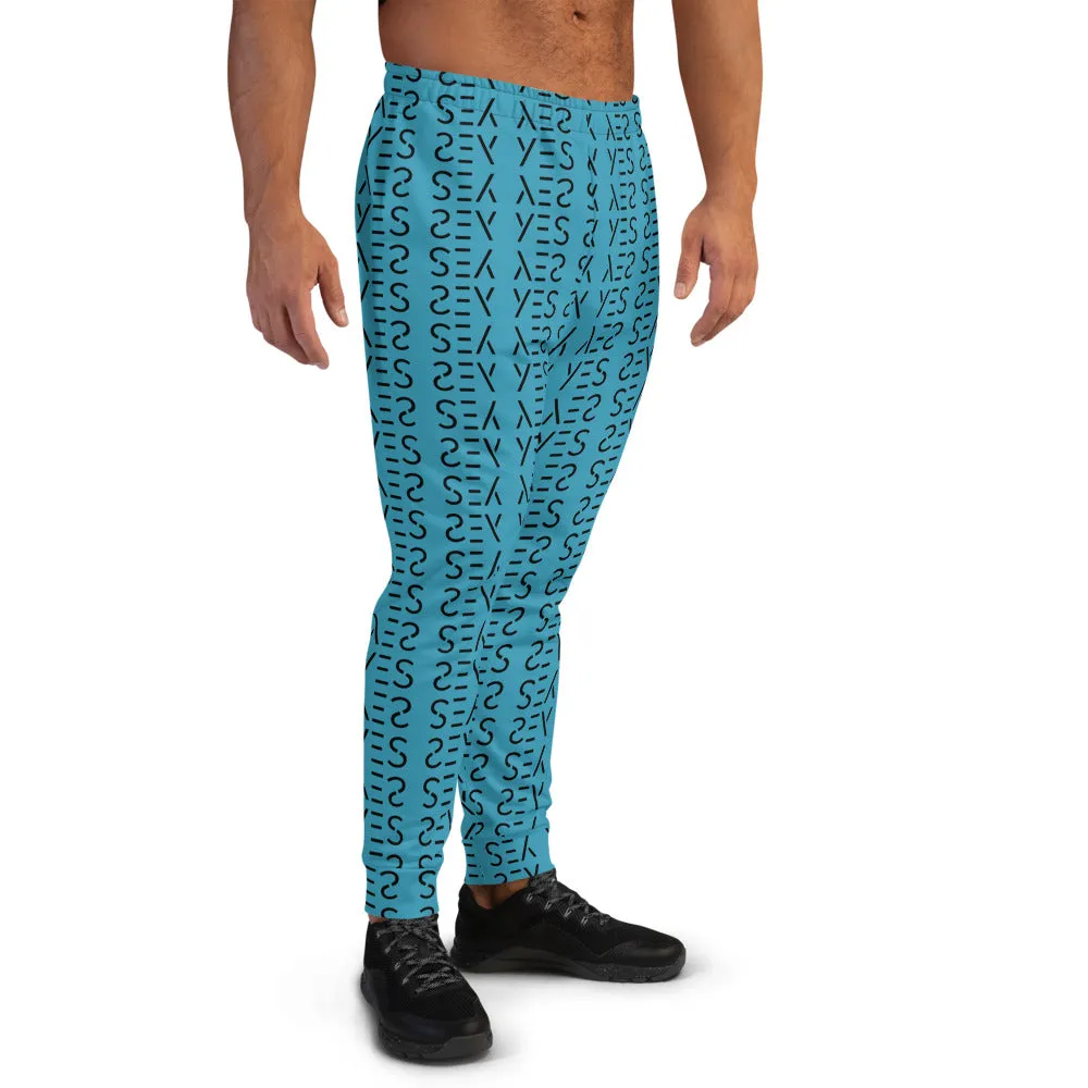 Blue Abstract Print Men's Joggers, Patterned Premium Sweatpants Jogger Pants For Men-Made in USA/MX/EU