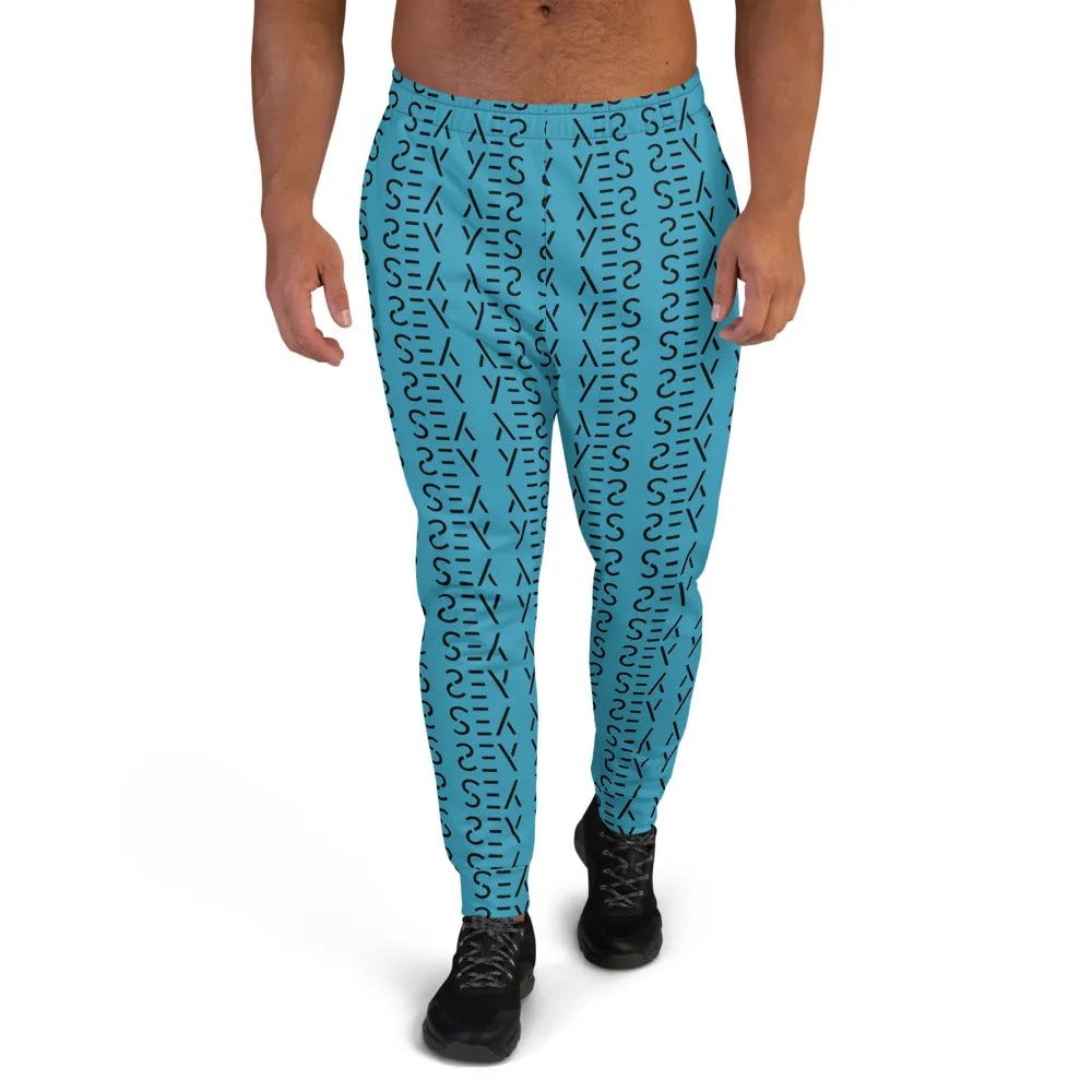 Blue Abstract Print Men's Joggers, Patterned Premium Sweatpants Jogger Pants For Men-Made in USA/MX/EU