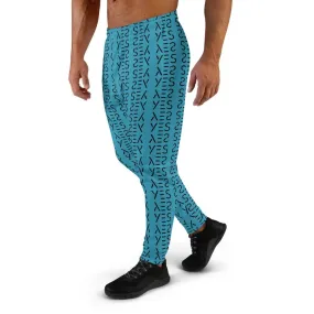 Blue Abstract Print Men's Joggers, Patterned Premium Sweatpants Jogger Pants For Men-Made in USA/MX/EU