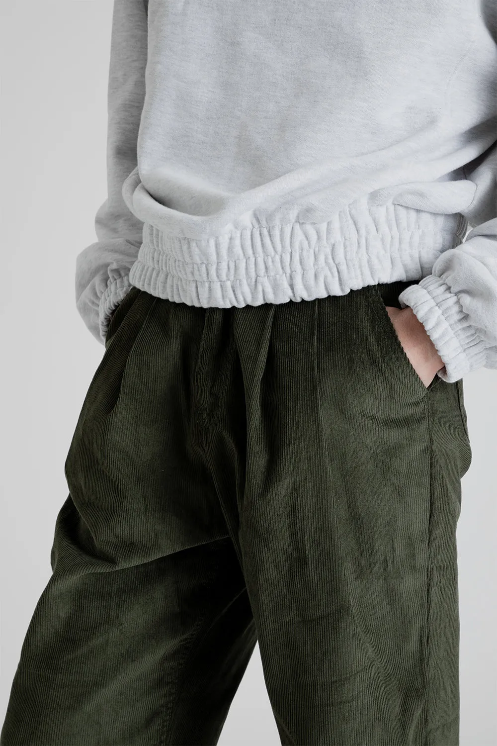Corduroy Comfort Two Tuck Pants - Olive