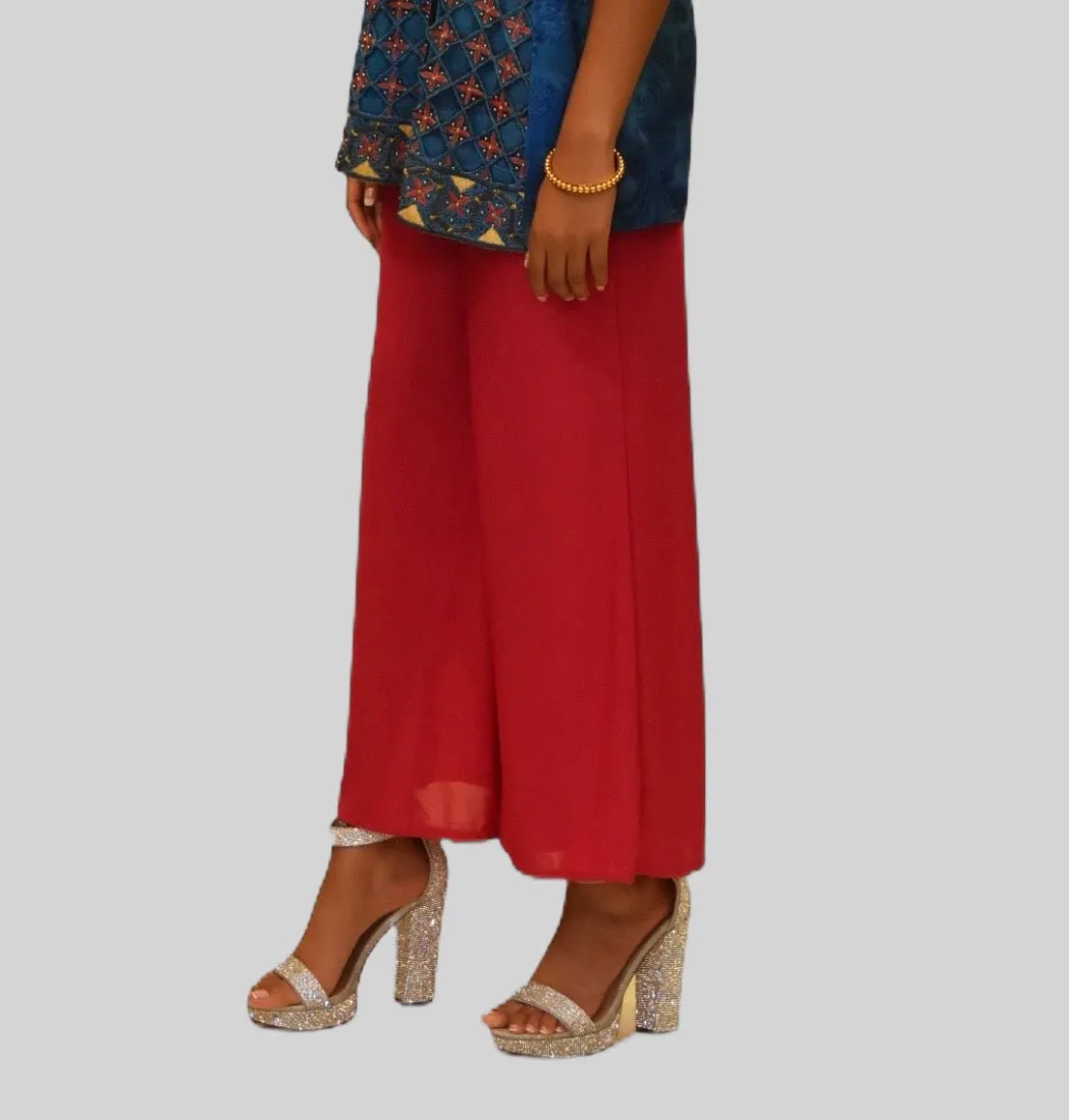 Cotton Silk Wild Berry Pink Palazzo pants