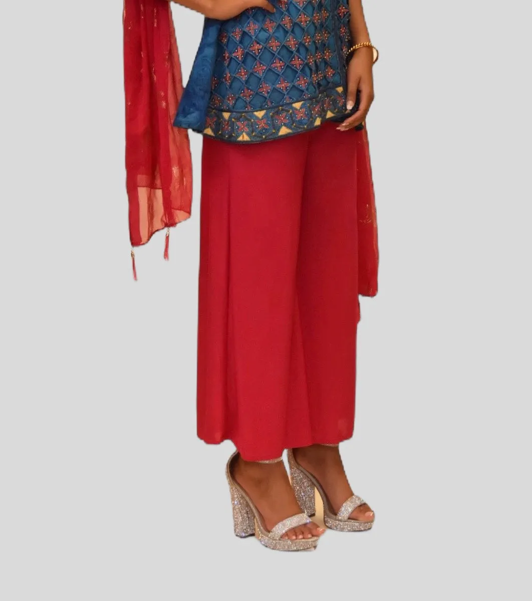 Cotton Silk Wild Berry Pink Palazzo pants