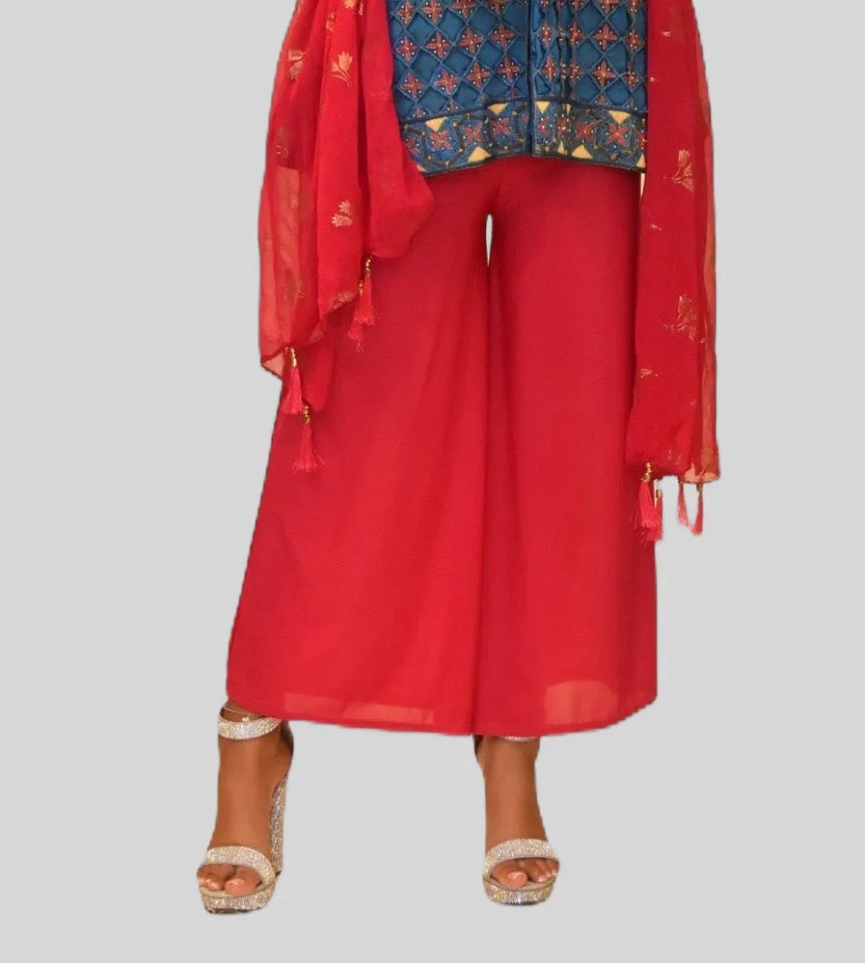 Cotton Silk Wild Berry Pink Palazzo pants