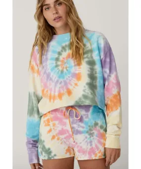 Cropped Tie Dye Sweatshirt Rainbow Spiral