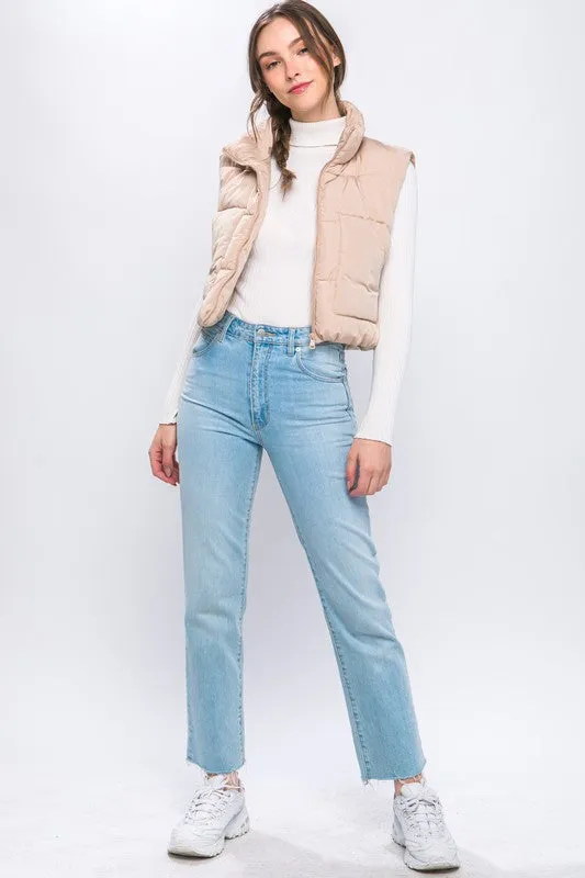 Cute Warm Cropped Zip Up Fashion Puffer Vest