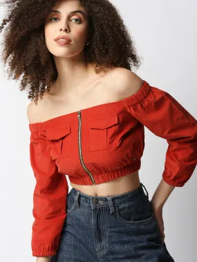 Disrupt Women's Rust Corduroy Off-Shoulder Top