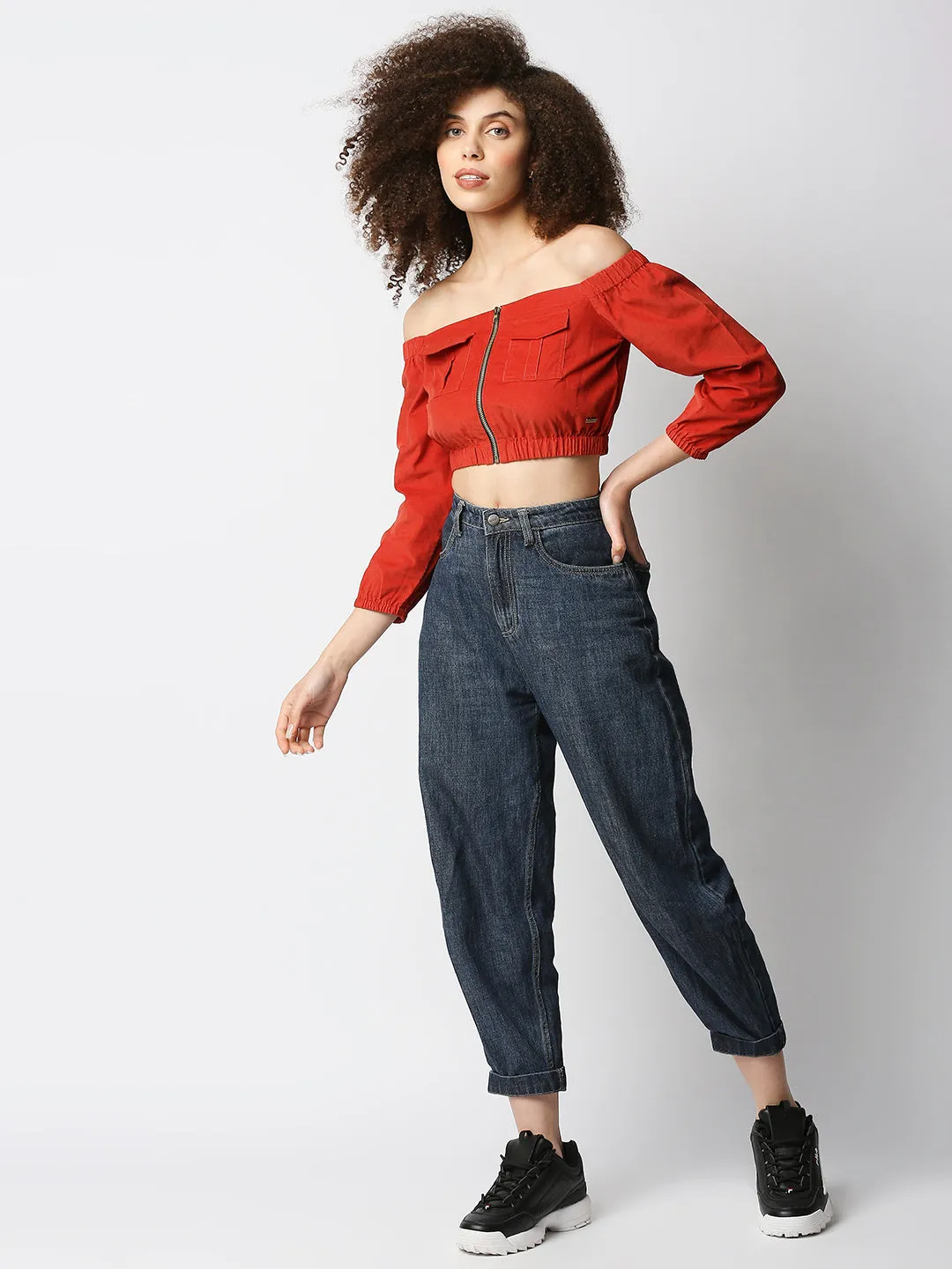 Disrupt Women's Rust Corduroy Off-Shoulder Top