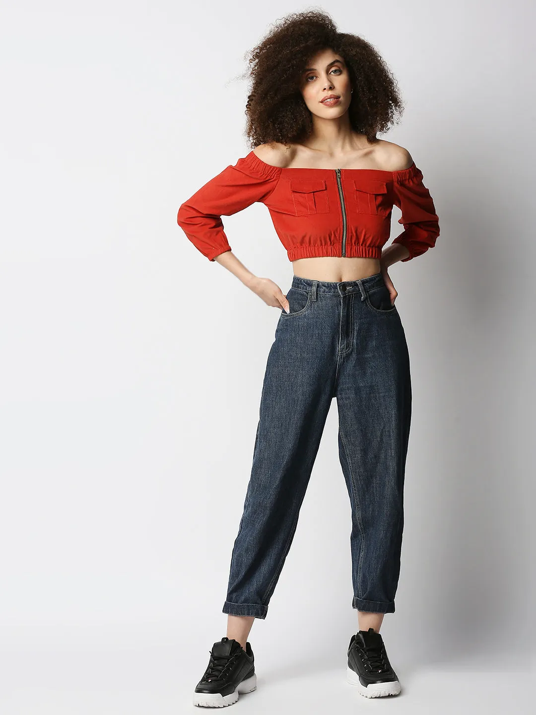 Disrupt Women's Rust Corduroy Off-Shoulder Top