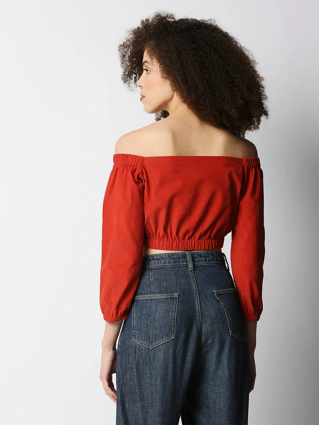 Disrupt Women's Rust Corduroy Off-Shoulder Top
