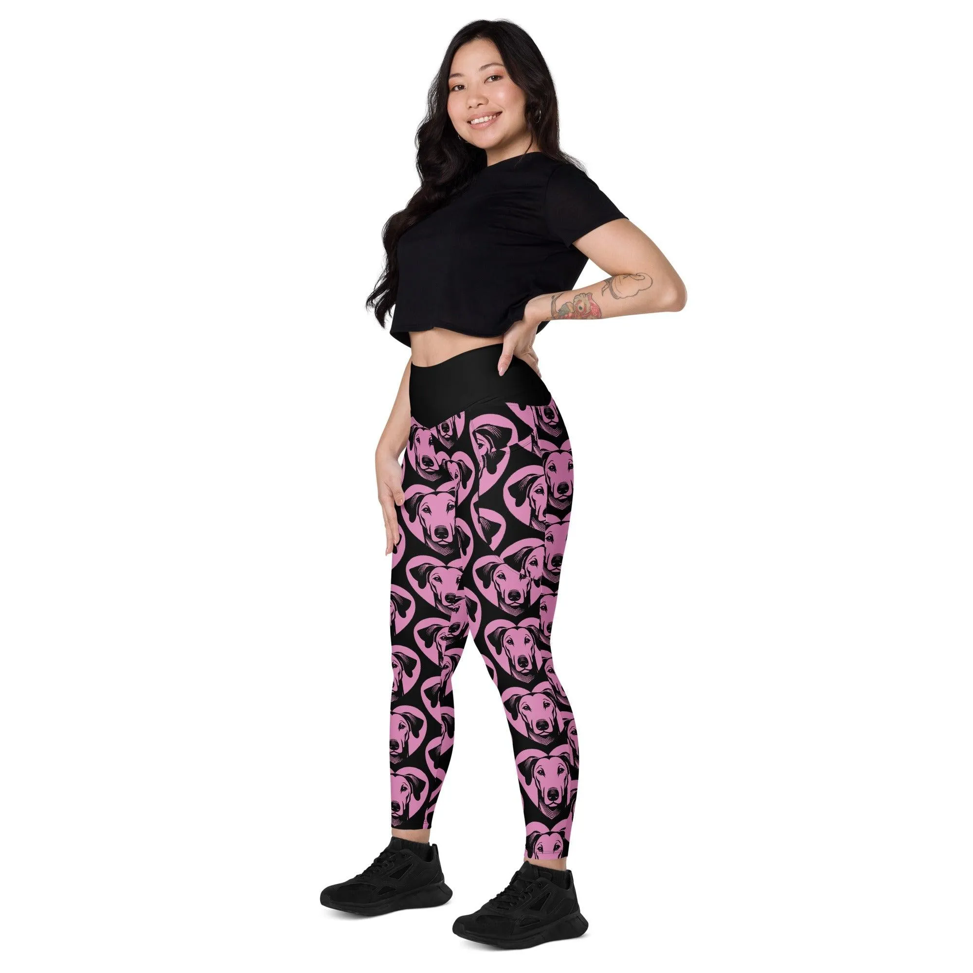 DOG BREED LEGGINGS with pockets - AZAWAKH - HERTTAHOUND - pink