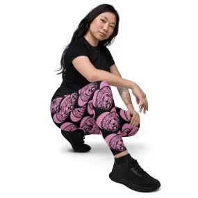 DOG BREED LEGGINGS with pockets - OLD ENGLISH SHEEPDOG - HERTTAHOUND - pink