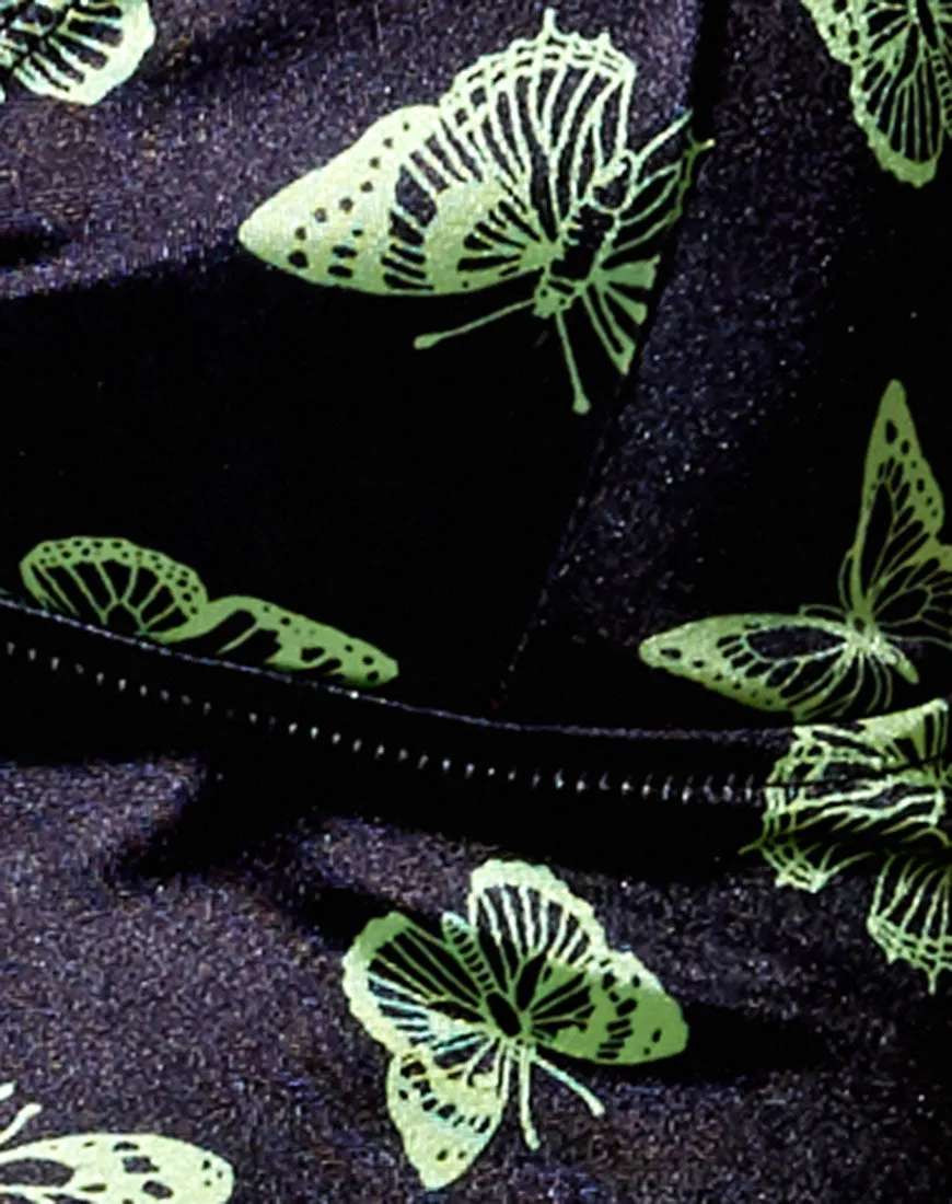 Dyla Crop Top in Black Butterfly Lime