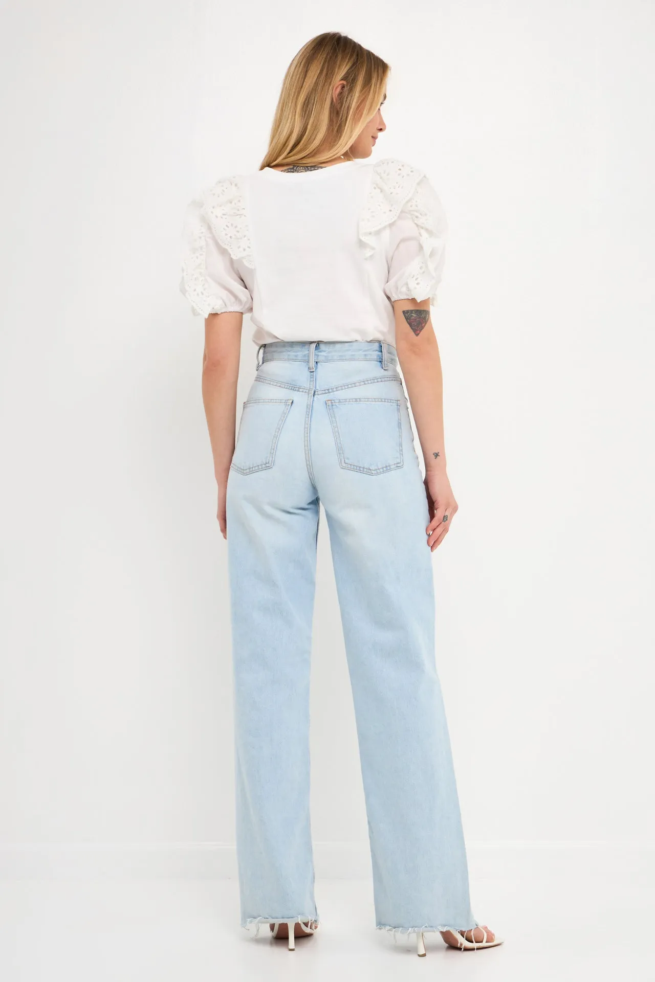 English Factory - Lace Ruffle Detail Knit Top