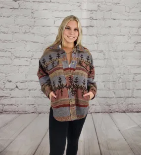 Ethnic printed shirt jacket