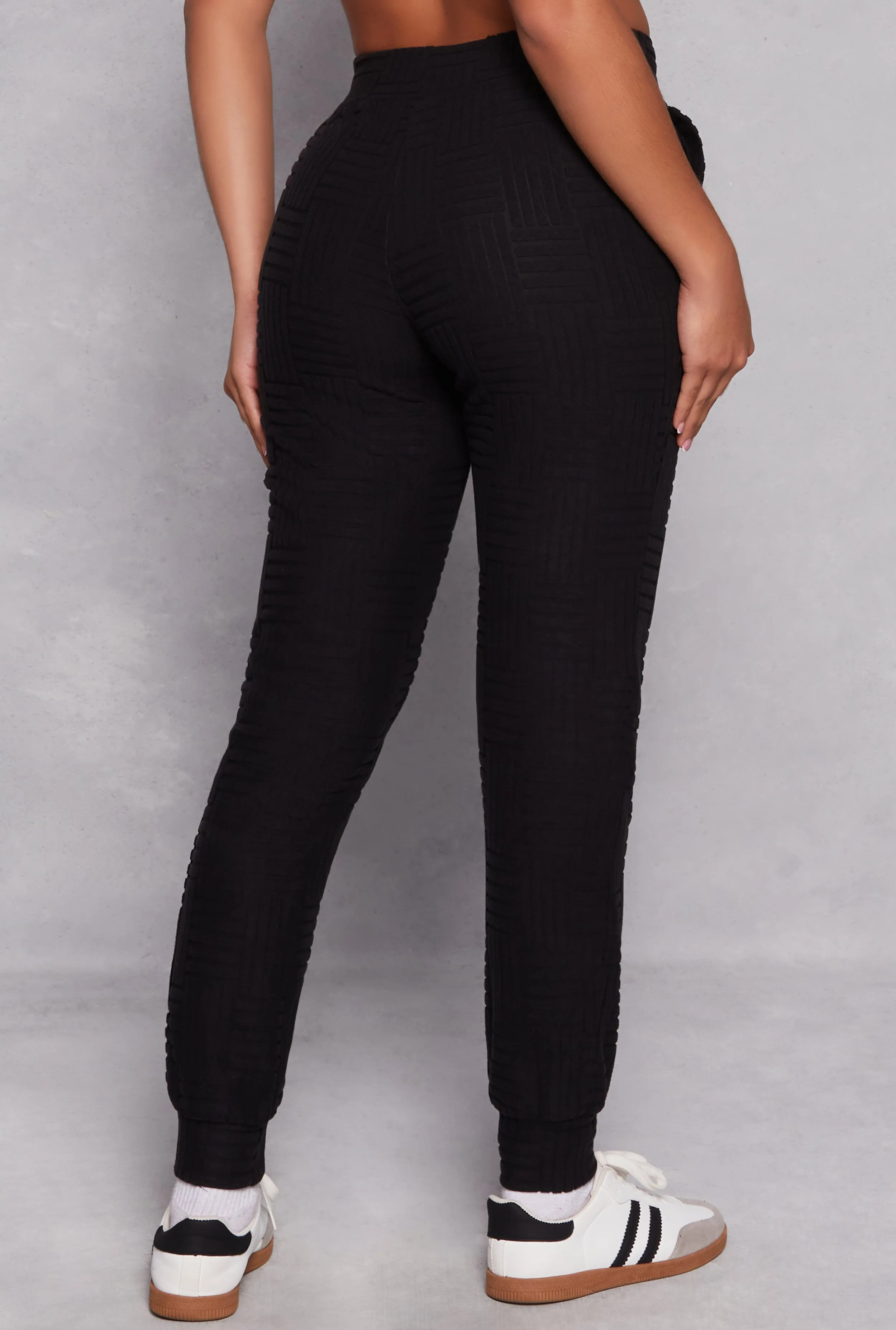 Fleece Patterned Drawstring Joggers