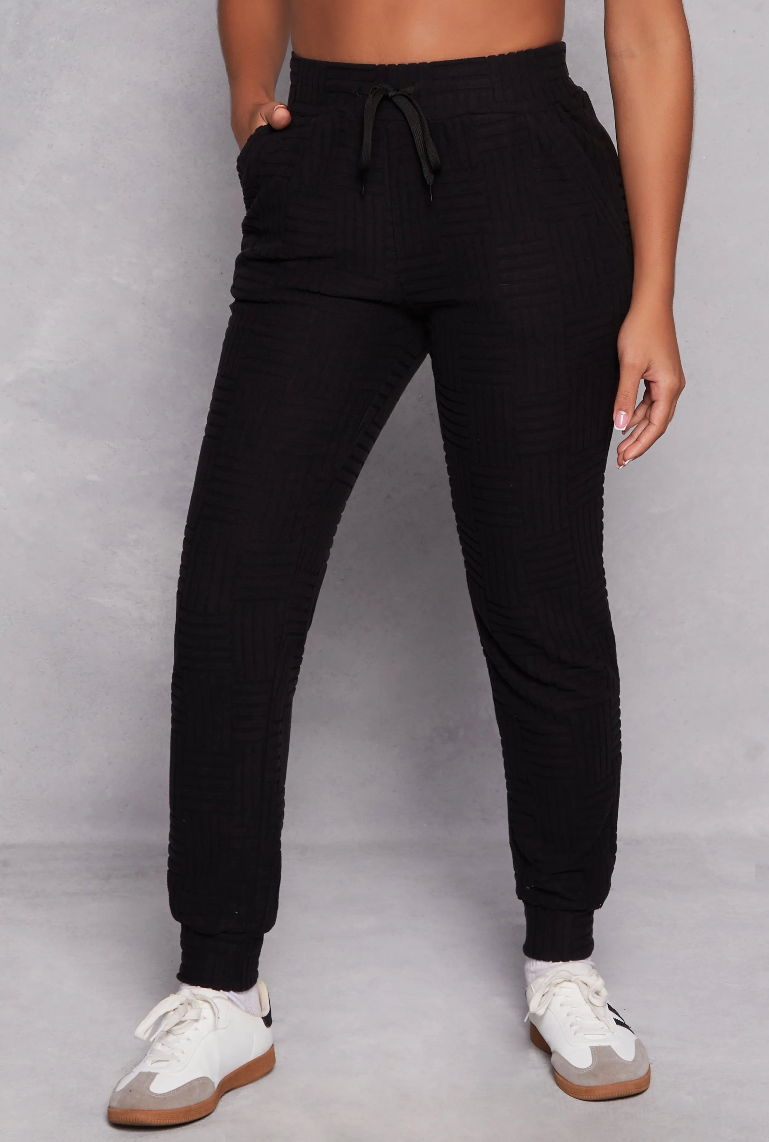 Fleece Patterned Drawstring Joggers