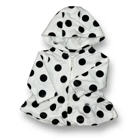 Girls Carter's Size 3 Months White Polka Dot Zip Ruffle Hoodie
