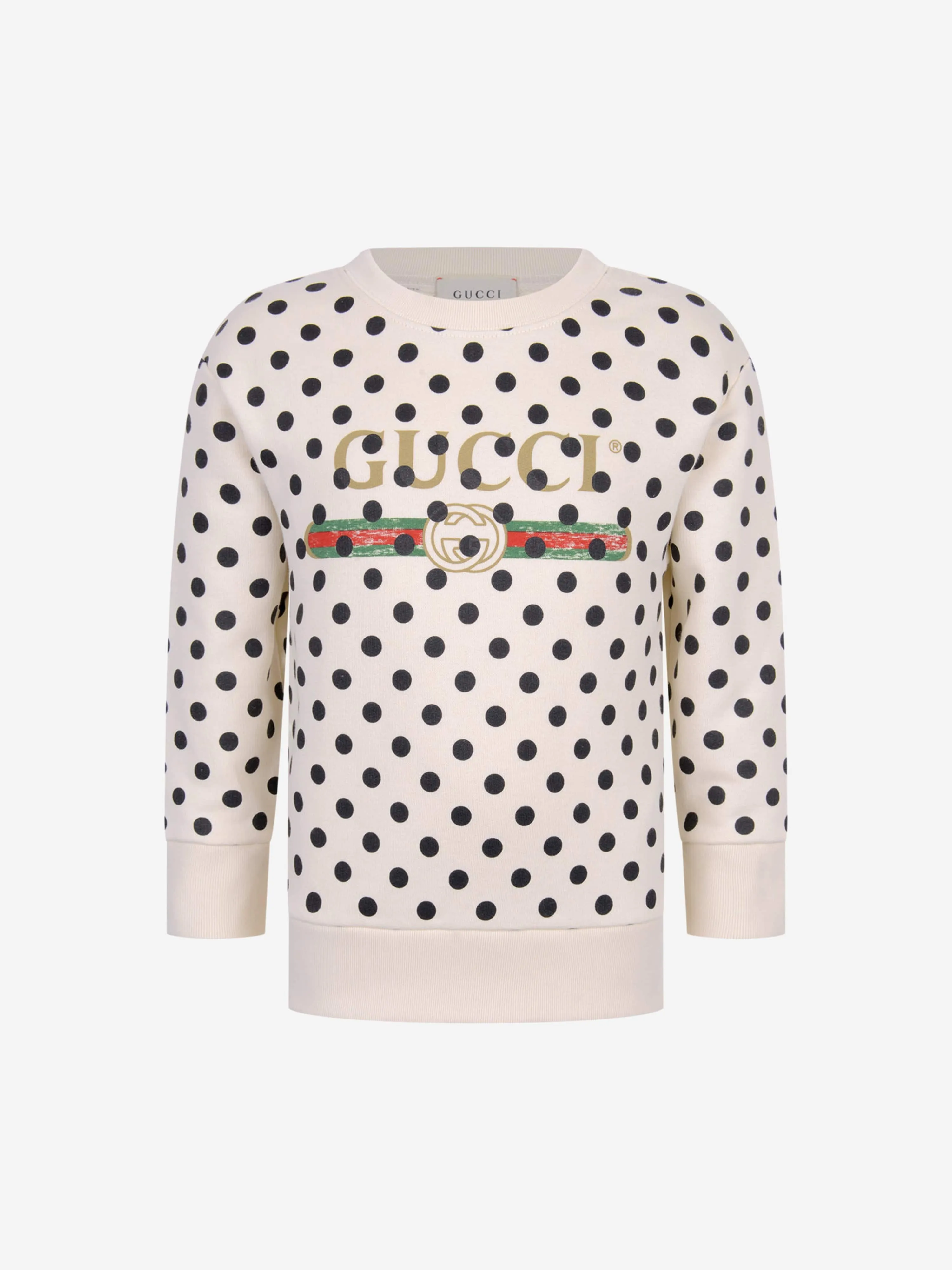 GUCCI Kid Cotton Polka Dots Vintage Logo Sweatshirt