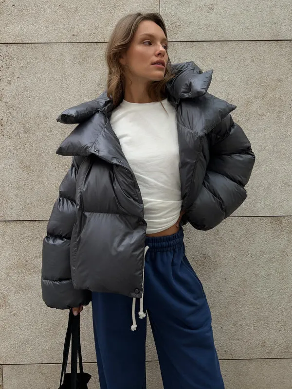 Hooded Inflated Puffer Jacket for Outdoor Winter Events