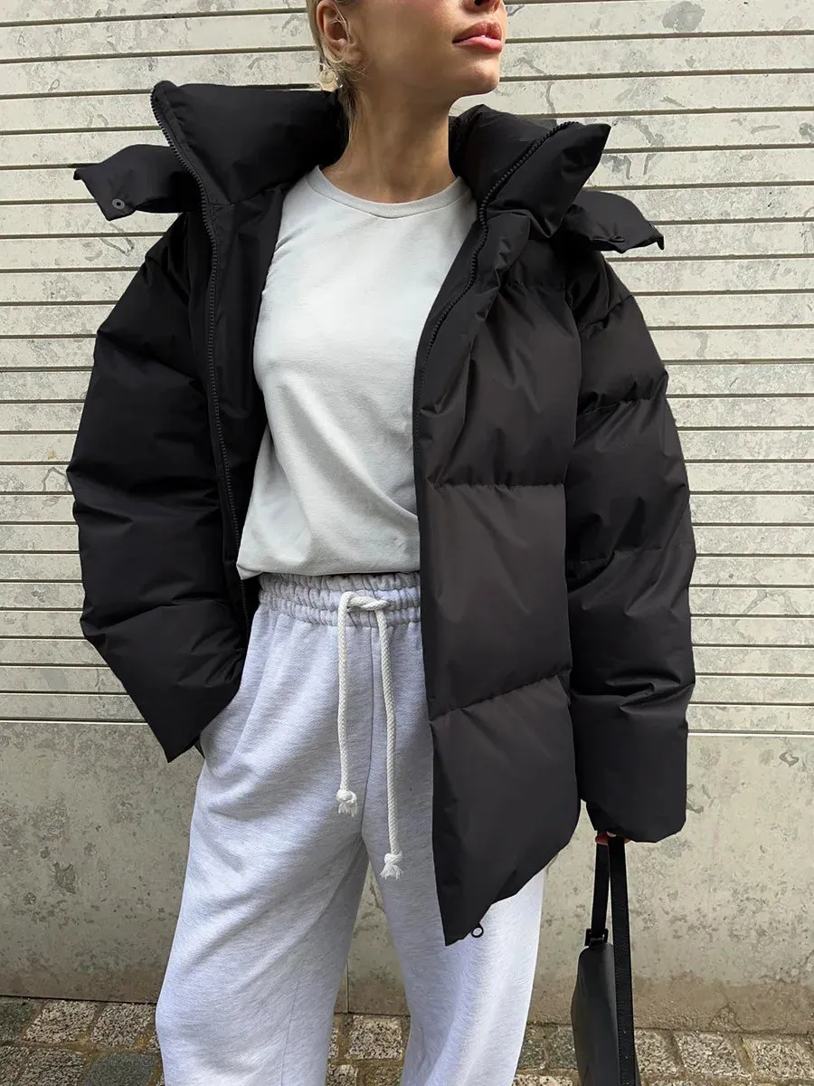 Hooded Thick Puffer Jacket for Winter Festivities