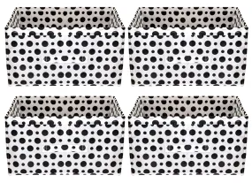 Kuber Industries Dot Printed Printed Multipurposes Rectangular Flodable Storage Box, Drawer Storage and Cloth Organizer- Pack of 4 (Black & White)-HS43KUBMART26347