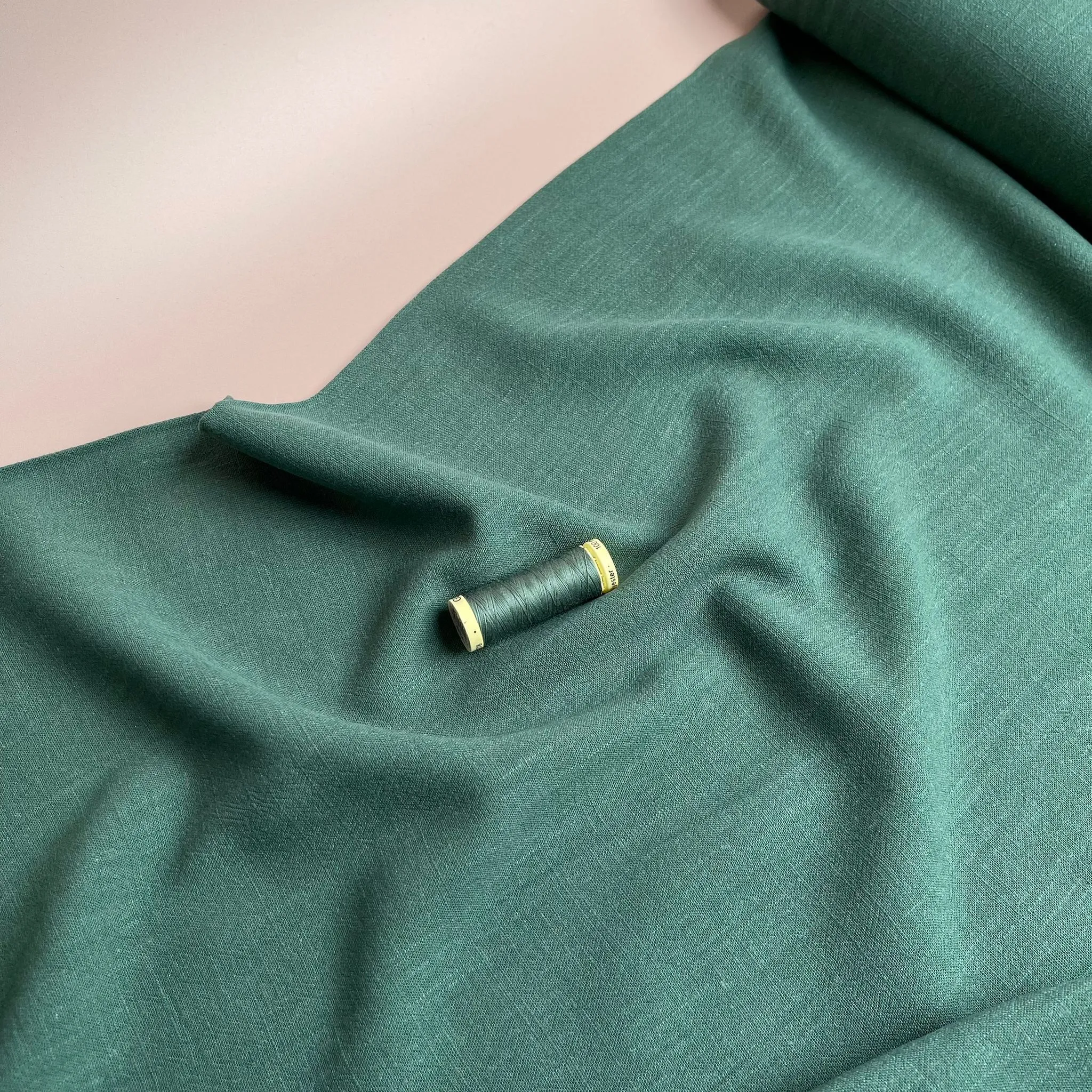 Make an Outfit Colour Bundle - Painted Foliage Forest Viscose with Bottle Green Flow Linen