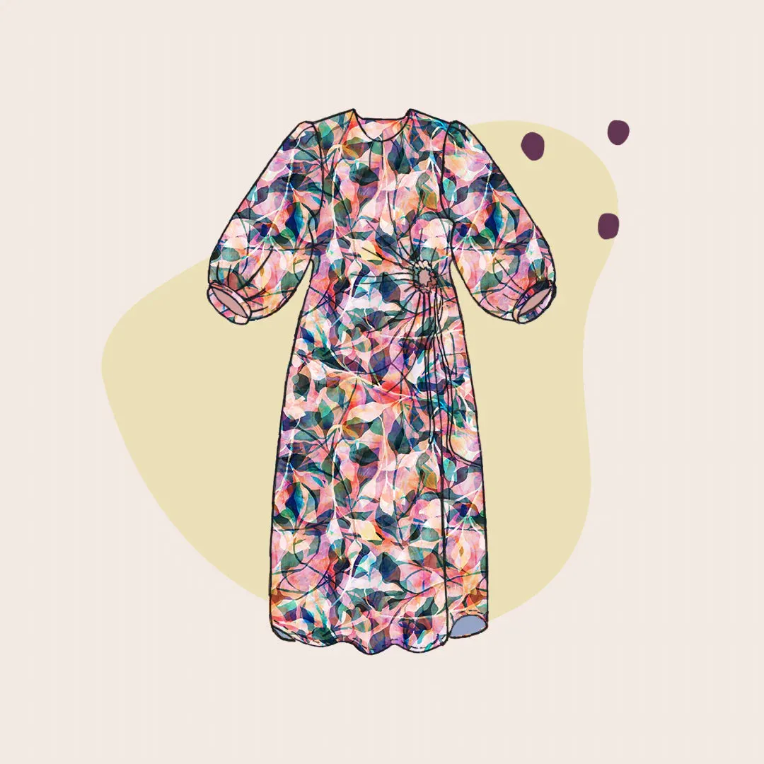 Make an Outfit Colour Bundle - Painted Foliage Forest Viscose with Bottle Green Flow Linen