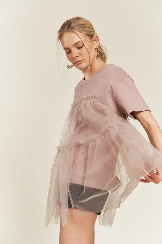MESH TULLE MIX T-SHIRTS