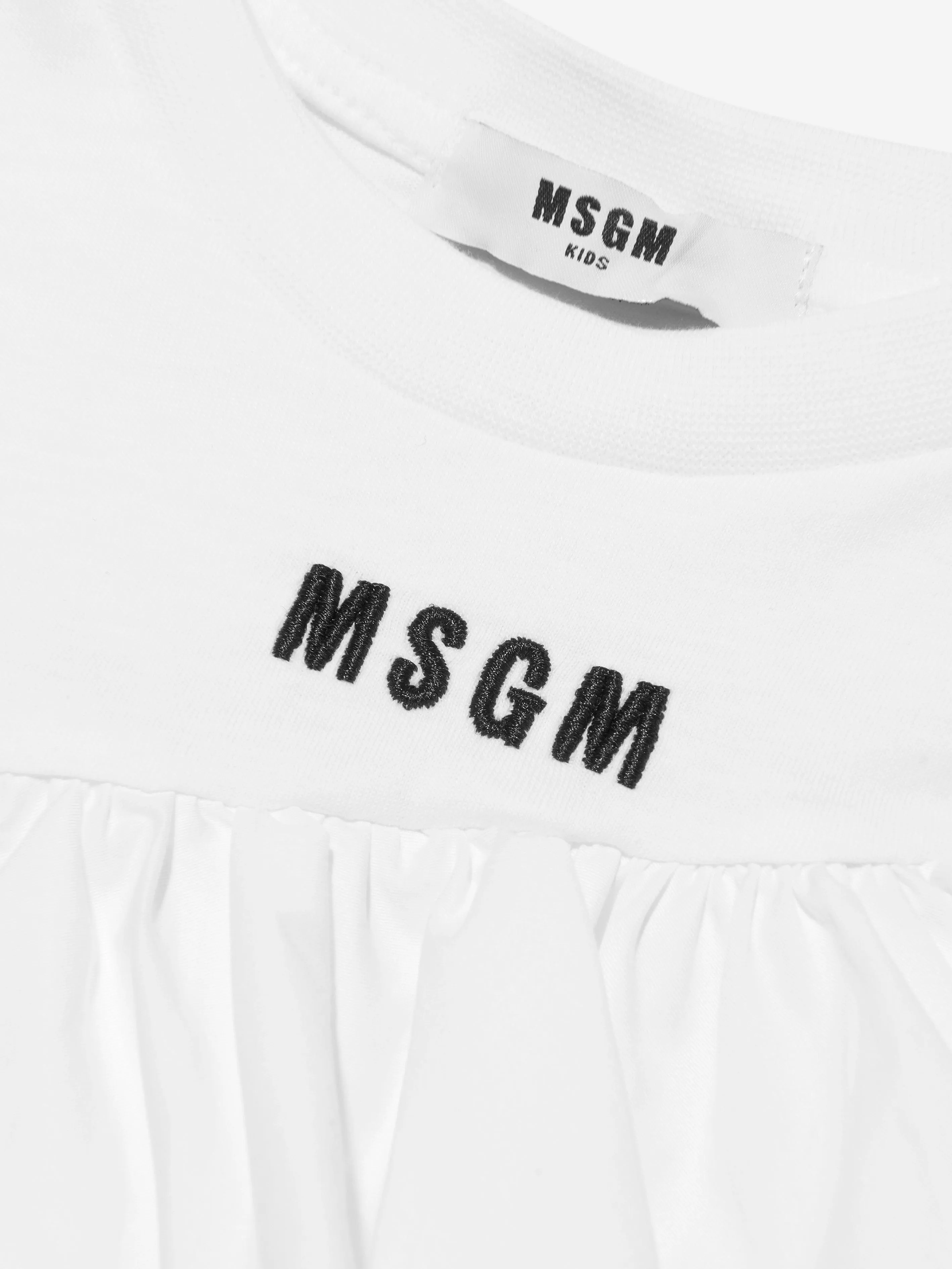 MSGM Girls Ruffle T-Shirt in White