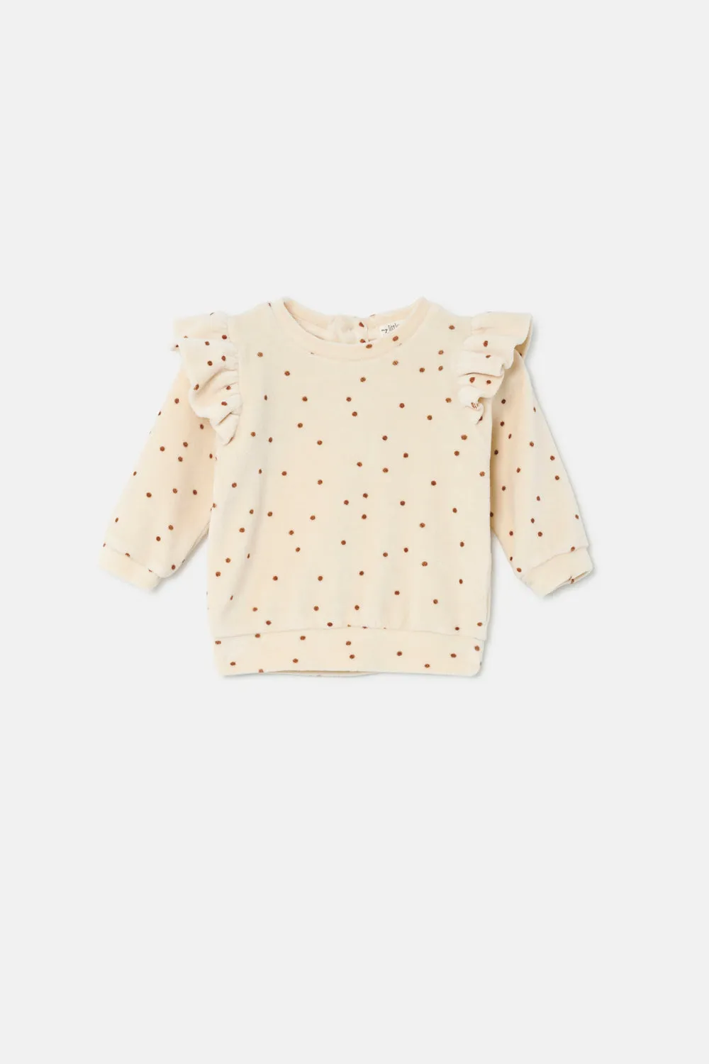 My Little Cozmo Polka dot velour Stone Sweatshirts