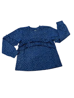 Navy & Silver Ruffle L/S Knit Top