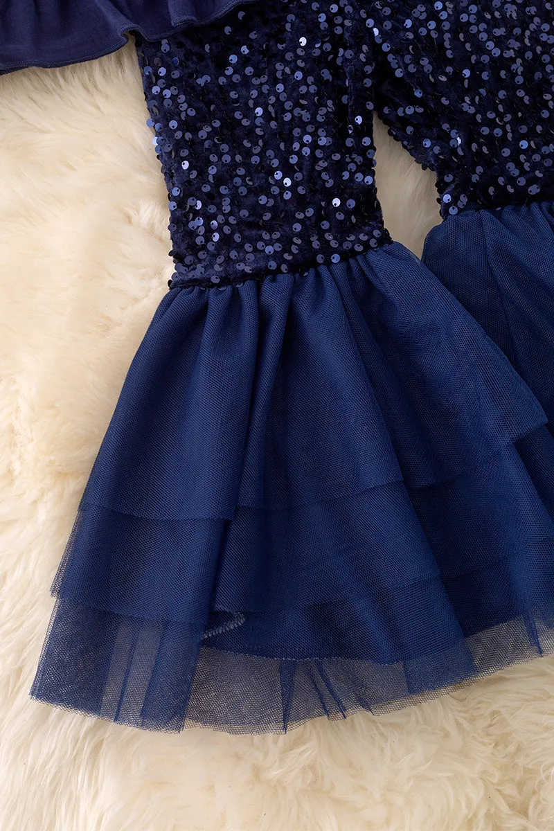 Navy blue sequins bell bottoms. OFG42790 SOL