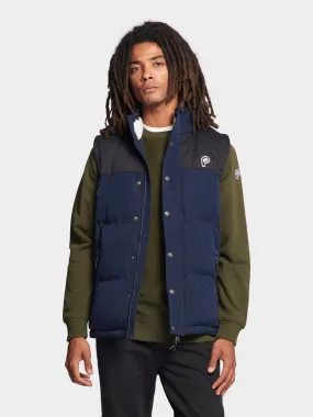P Bear Cut   Sew Funnel Neck Puffer Vest in Navy Blue