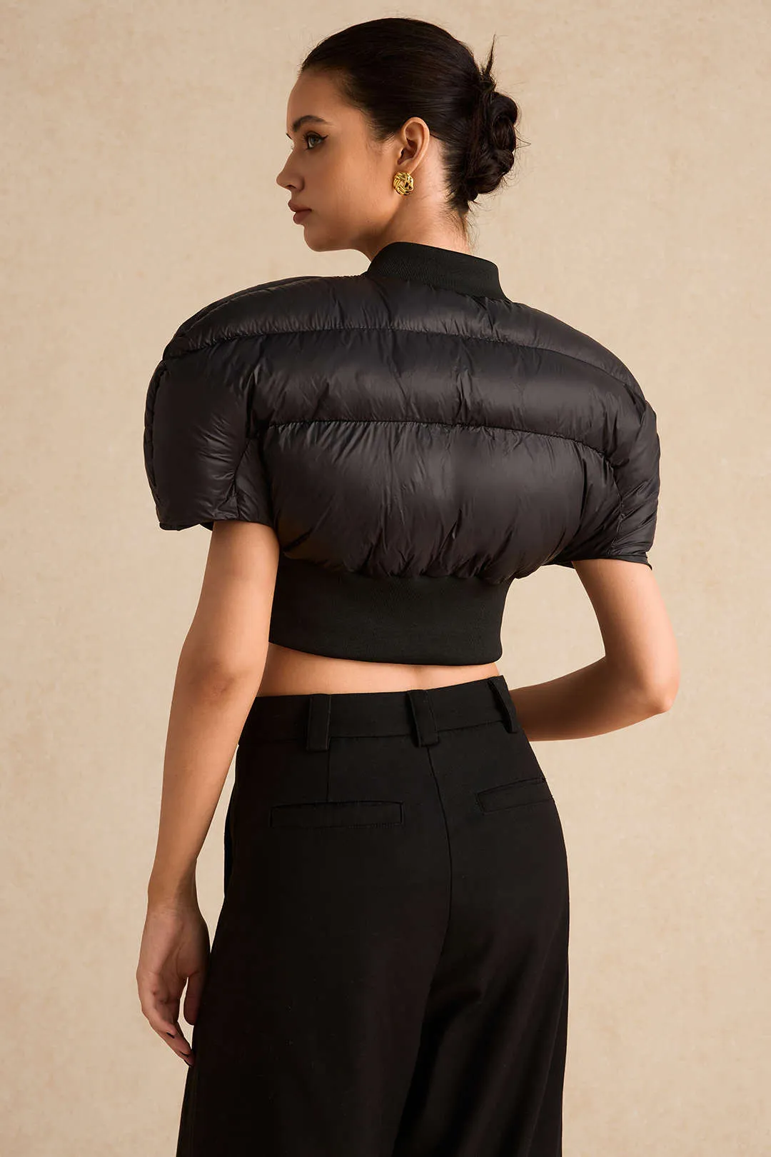 Padded Zipper Cropped Puffer