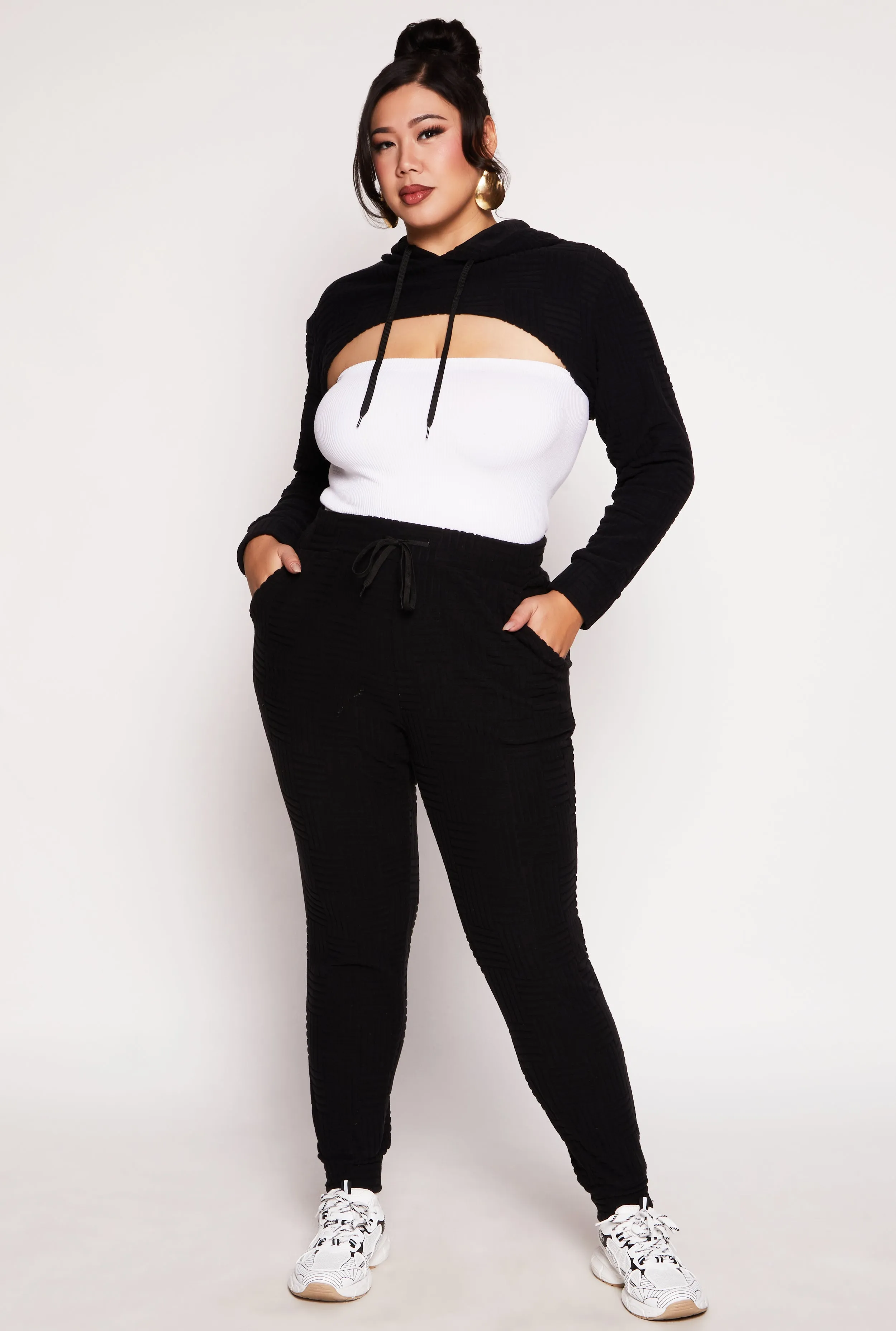 Plus Size Geometric Patterned Joggers