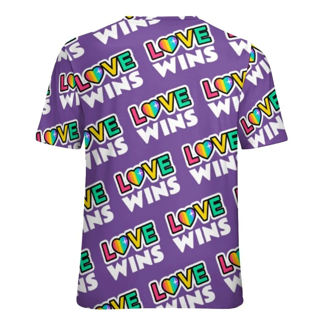 Pride Lgbtq Love Wins Rainbow Purple Short Sleeve Shirt Women Plus Size Blouse Tunics Tops