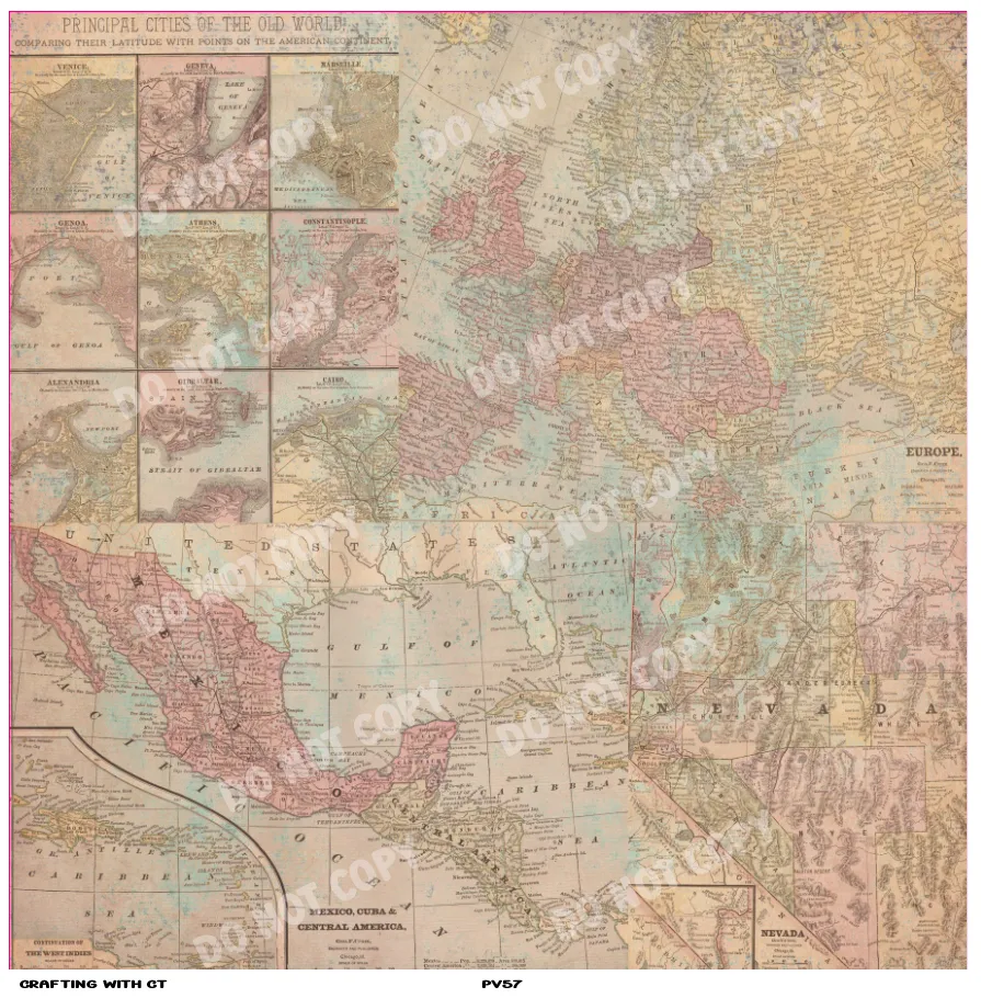 PV57 Vintage map 1 vinyl sheet