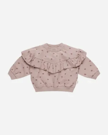 Quincy Mae Ruffle Fleece Sweatshirt Polka Dots