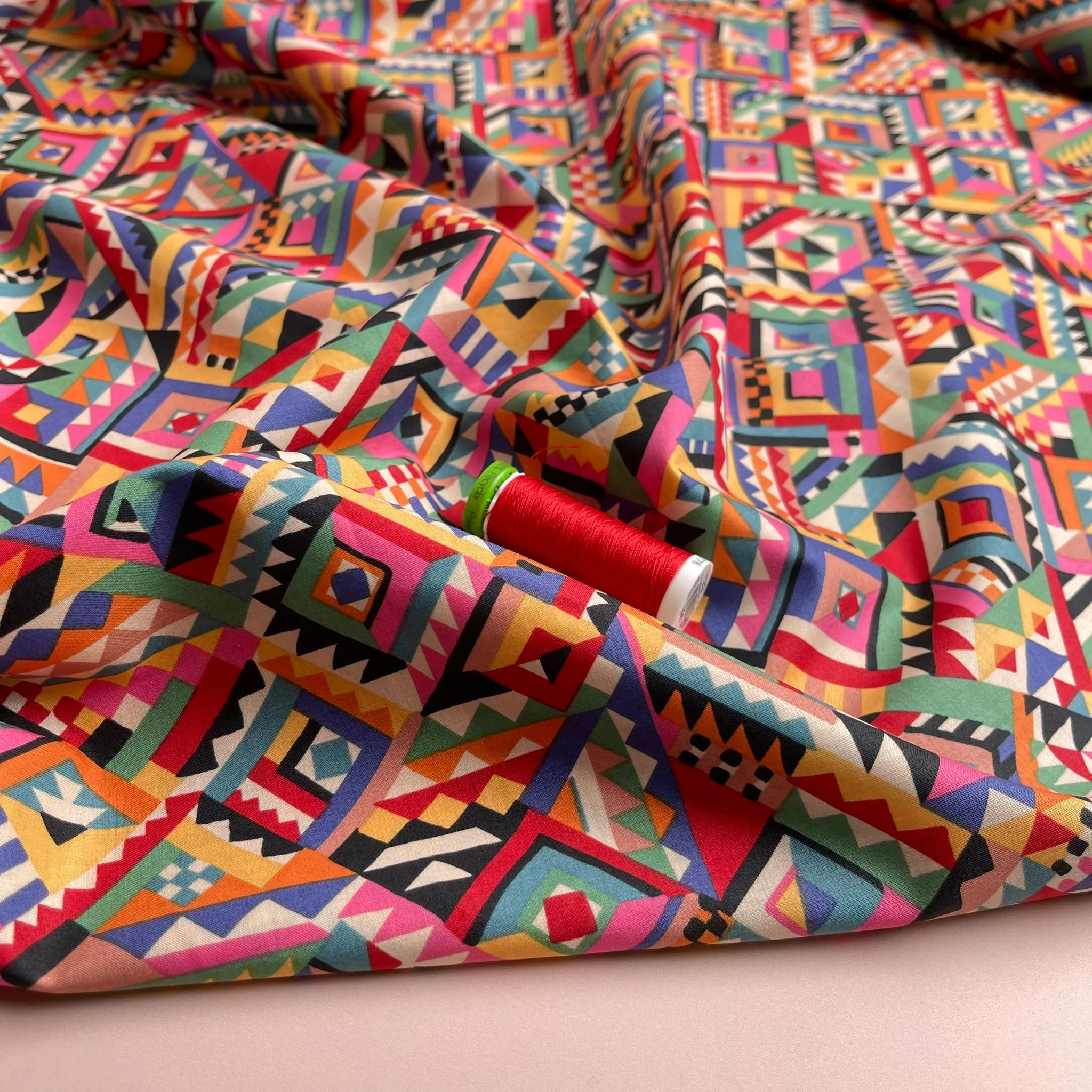 Rainbow Aztec Cotton Lawn Fabric
