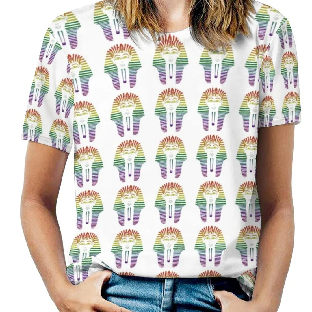 Rainbow Gay Lgbtq Pride Month Egyptian Pharaoh Short Sleeve Shirt Women Plus Size Blouse Tunics Tops