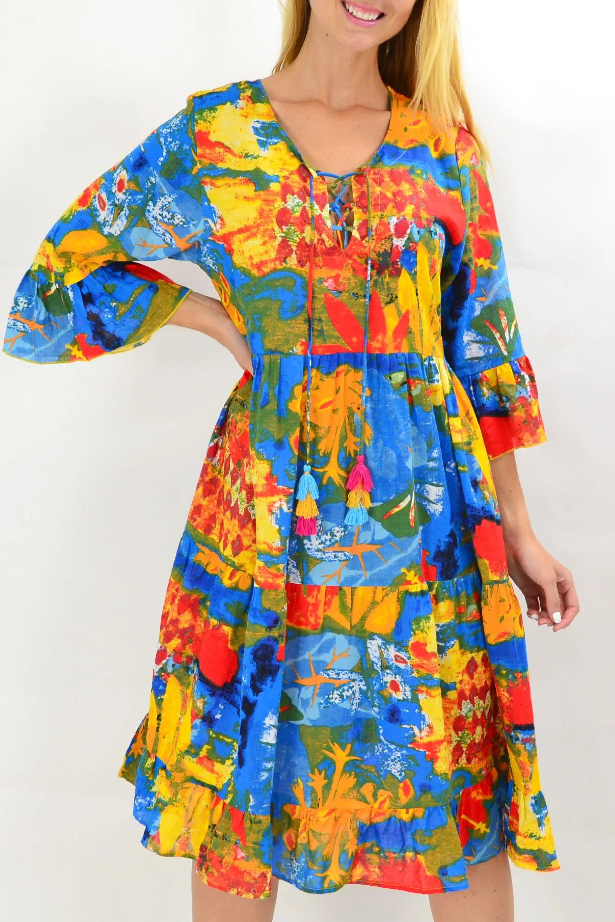 Rainbow Lily Tiered Tunic Dress